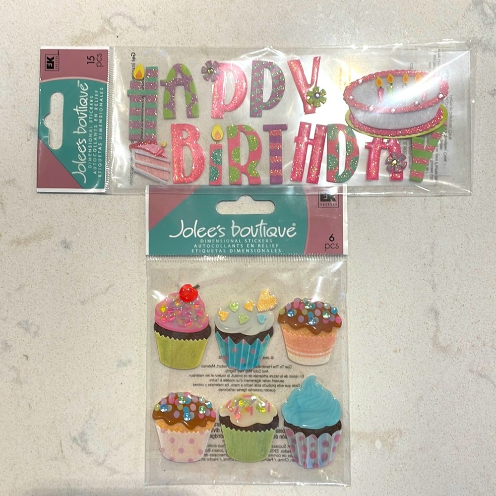 Jolee’s Boutique Birthday themes paper crafting stickers - cupcakes, cake
